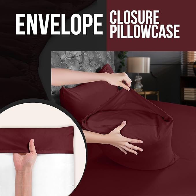 Utopia Bedding Queen Pillow Cases - 12 Pack - Envelope Closure - Soft Brushed Microfiber Fabric - Shrinkage and Fade Resistant Pillow Covers Queen Size 20 X 30 Inches (Queen, Burgundy)