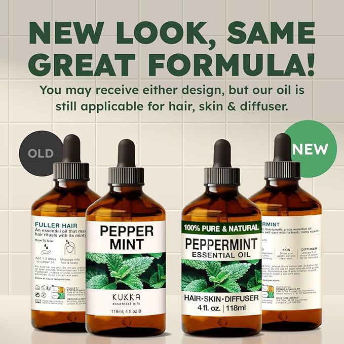 100% Pure Peppermint Oil - 4 Fl Oz Peppermint Essential Oil for Hair, Skin, Diffuser, Aromatherapy & DIY Soap Making Scent