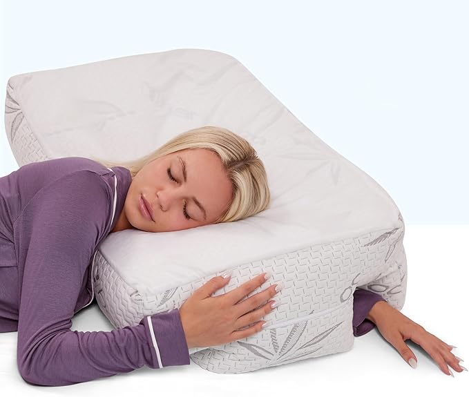 Wife Pillow Side Sleeper Pillow with Arm Hole for Shoulder Pain Relief, Arm Tunnel Design for Proper Neck & Spine Alignment, All-Night Comfort for Adults - Cooling Shredded Memory Foam