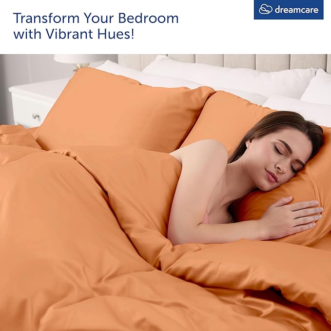 DREAMCARE King Size Sheets Set - 6 pcs Breathable Cooling Bed Sheets -up to 21" Extra Deep Pocket King Sheet Set with Side Pockets Extra Soft 100% Brushed Hypoallergenic Hotel Luxury Bedding Terracota