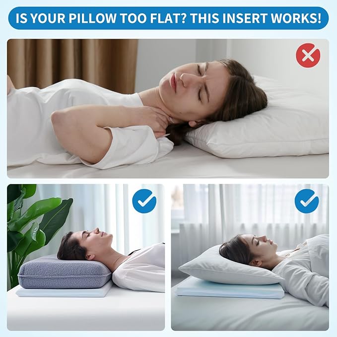 Adjustable Foam Pillow's One Layer - 1 Height 1.2'' Insert for Cervical Pillow to Raise Pillow Height, CertiPUR-US Flat Foam Piece, Ultra Thin Pillow for Stomach Sleeper, White, Medium Firm