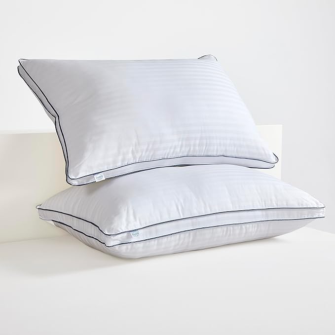 Down Alternative Bed Pillow (Standard, Pack of 2), Medium Support Gusseted Hotel Quality for Side, Back, Stomach SleeperHotel Quality for Side, Back, Stomach Sleeper