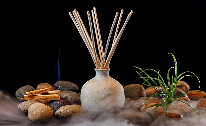 Blueme Spiritual Wellness Diffuser Oil Refill | Palo Santo & Vetiver | 16.91 Fl Oz - Refillable Diffuser, Essential Oils, Ceramic, Rattan Reeds | Large