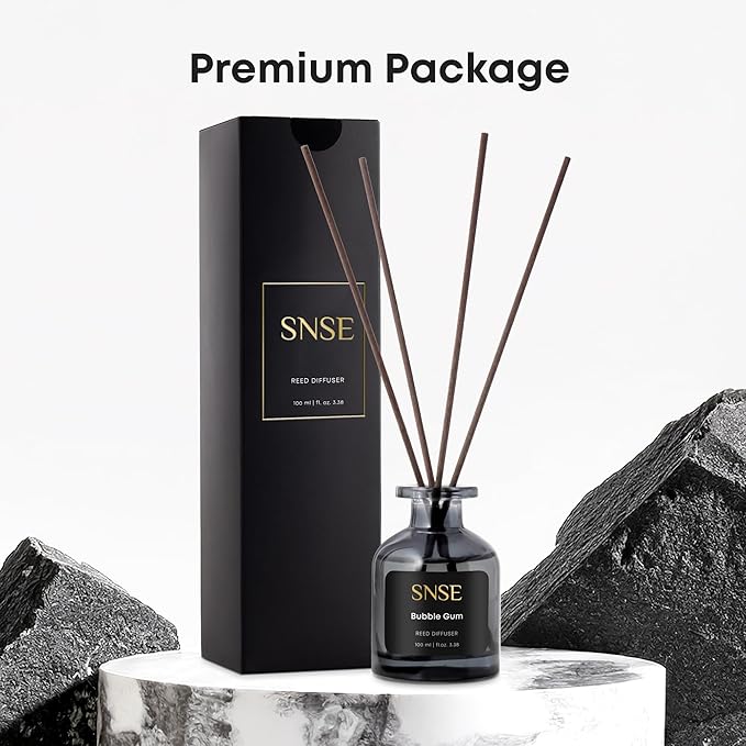 SNSE Bubble Gum Reed Diffuser Set | 3.38 oz Scent Fragrance Oil Diffuser for Bedroom, Bathroom, Home Décor and Gift, Decorative Air Fresheners with Sticks