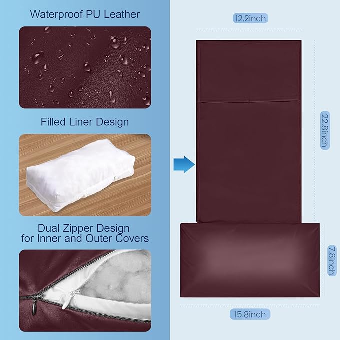 Leather Recliner Pillow, Adjustable Neck & Head Support Pillow, Pu Leather Non-Slip Headrest for Pain Relief & Relaxation, Ideal for Recliner Chair, Couch, Office Chair, Sofa
