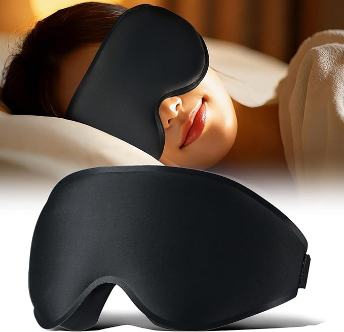 3D Light Blocking Sleep Eye Mask, No Pressure Eye Mask, Ultra Soft Eye Cover, Deep Sleep Mask, Night Blindfold, Home Office Nap Eye Mask
