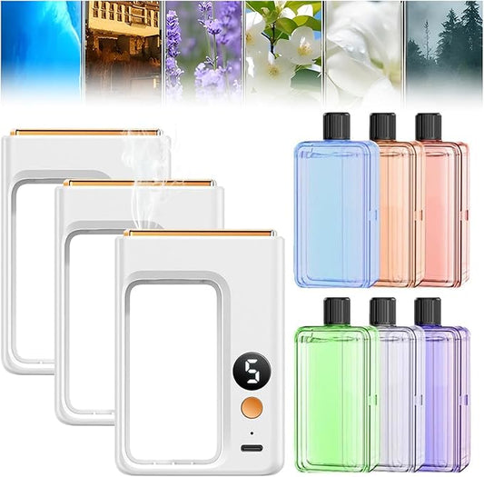 Automatic Aromatherapy Diffuser, Essential Oil Diffusers for Home, Digital Display Version of Aroma Diffuser, Replaceable Scent Diffusers for Home, Essential Oil Diffuser (3pcs Machines+6pcs Oil)