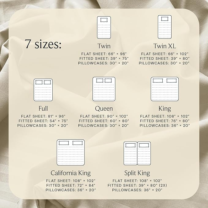 LuxClub 4 PC Queen Size Sheet Set, Breathable Luxury Bed Sheets, Deep Pockets 18" Wrinkle Free Cooling Machine Washable Hotel Bedding (Striped Cream)