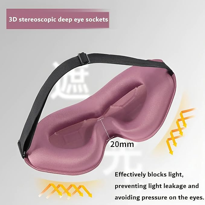 Sleep Mask for Side Sleeper, Light Blocking 3D Contoured Eye Mask, Zero Pressure Night Blindfold for Women & Men, Adjustable Strap, Soft Breathable Eye Cover