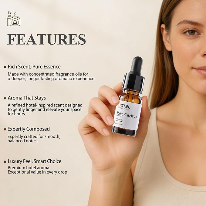 Hotel Collection Fragrance Oil Waterless Essential Oils Home Luxury Aroma & Hotel Fragrance Diffuser Oil for Ultrasonic and Waterless Diffusers and Crafting - 10ml, 0.34 fl oz