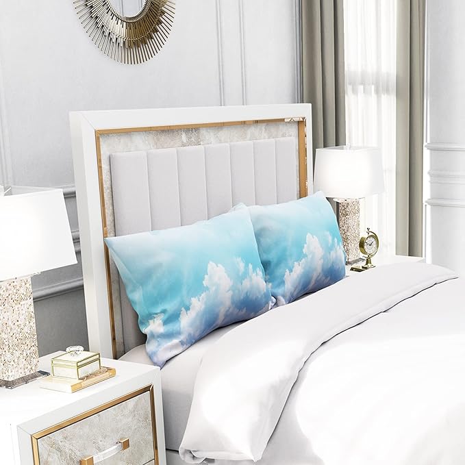 YIYEA King Size Pillow Cases Set of 2, Ultra Soft Double Brushed Microfiber Pillowcases King, Printed Bed Pillow Covers, Fade Resistant, Easy Slip-On (20"x36")