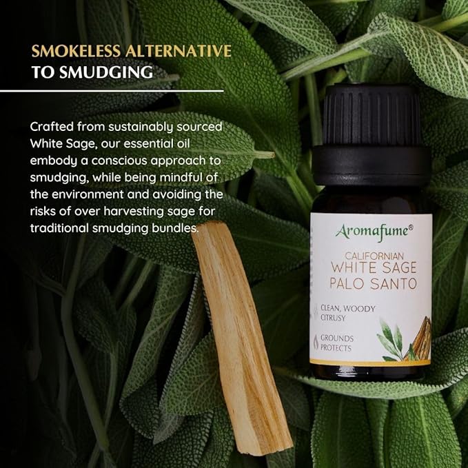 White Sage & Palo Santo Essential Oil Diffuser Blend by Aromafume | 3x10ml/0.33 fl oz | Aromatherapy Oil for Cleansing Negative Energy & Protection | Ethically sourced| Sage Oil for Smokeless Smudging