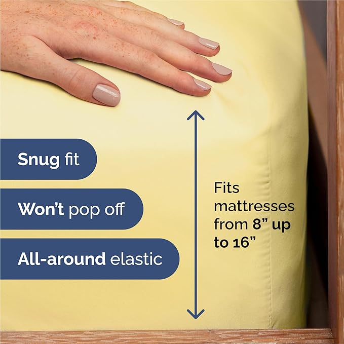 King Size 4 Piece Sheet Set - Comfy Breathable & Cooling Sheets - Hotel Luxury Bed Sheets for Women & Men - Deep Pockets, Easy-Fit, Extra Soft and Wrinkle Free Sheets - Yellow Oeko-Tex Bed Sheet Set