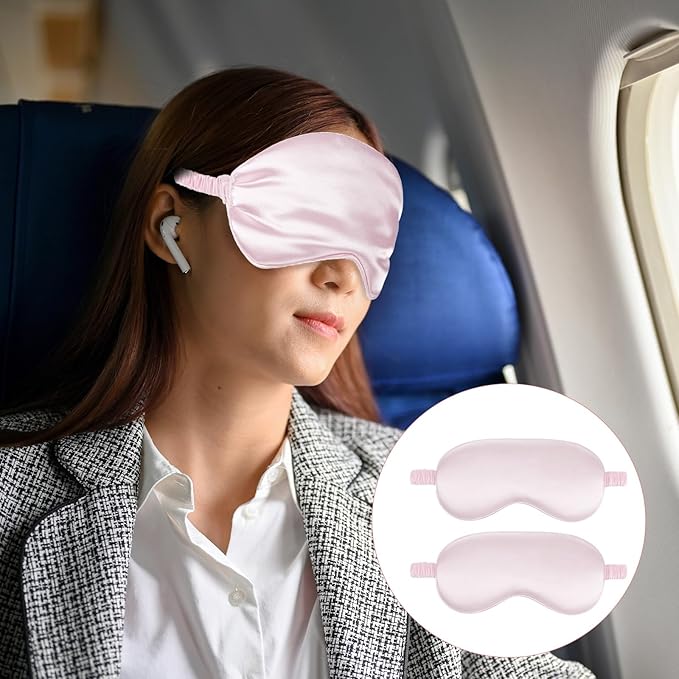 Silk Sleep Mask 2 Pack Silk Eye Mask for Sleeping Block Light Eye Sleep Shade Cover Satin Eye Masks Soft Silk Sleeping Masks Sleep Shade Cover for Women & Men Travel Home