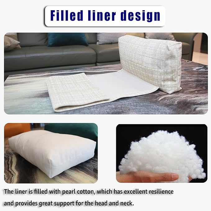 Non-Slip Head Pillow for Recliners - Neck Support Cushion with Velvet Cover for Pain Relief at Home, Office and Travel (Stripes)