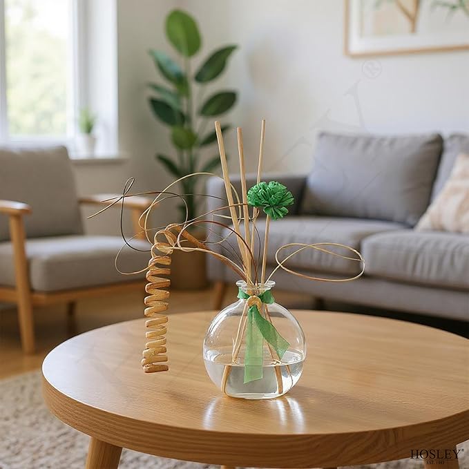 Hosley Set of 4 Glass Diffuser Bottles with Reeds, No Oil Included, Ideal Home Decor and Birthday Gifts for Women, Perfect Room Decor for Weddings, Spa, Meditation, Bathroom