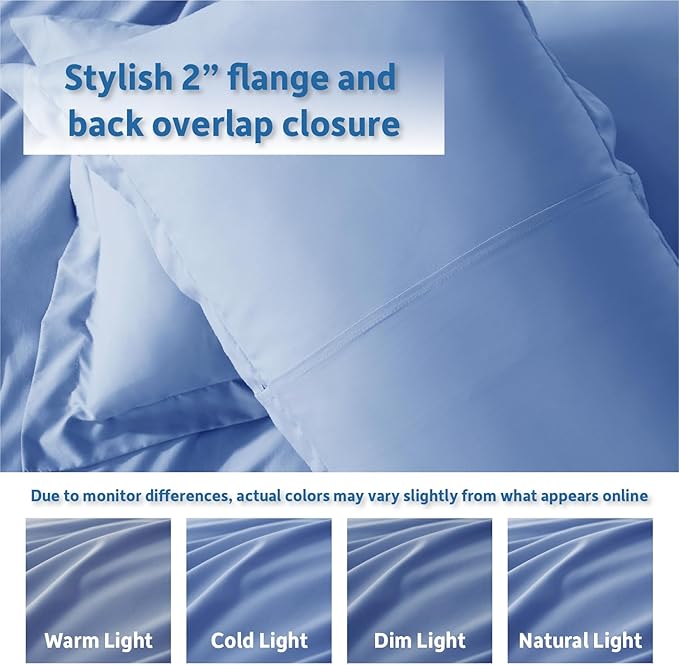 Nestl California King Duvet Cover Set with Comforter Insert - Calm Blue 4 Piece 104x98 Duvet Cover & 2 Pillow Shams with White Quilted Down Alternative Comforter, Ultra Soft, All Season