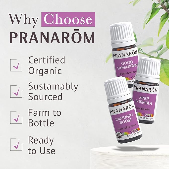 Pranarom - S.O.S. Wellness Essential Oil Kit (3-Pack of 5ml) - Good Samaritan, Immunity Boost, and Sinus Formula - 100% Pure Essential Oil | USDA and ECOCERT Certified Organic