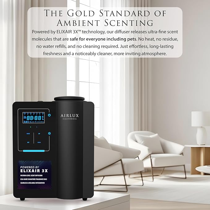 Jupiter 3000 Smart Scent Air Machine for Home, Hotel Scent Diffuser with Cold Air Elixair 3X Tech 500ML, Covers Up to 10.000 Sq. Ft, Waterless Oil Diffuser for Home, Hotel, Office, Spa (Black)