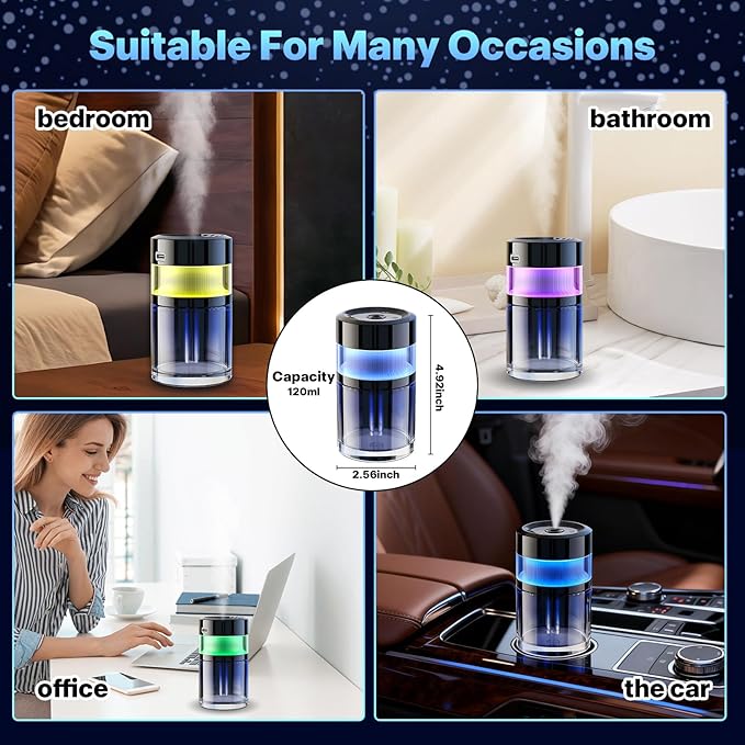 Smart Car Air Freshener - 4 Adjustable Mist Modes Car Air Freshener Diffuser with Starry Sky Projection Auto On/Off Aroma Diffuser for Car Room Home Office Bedroom (Hilton)
