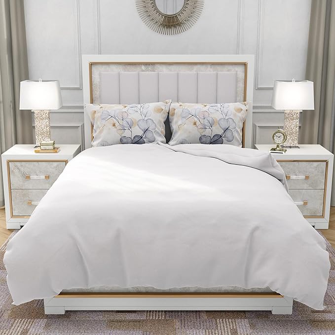 YIYEA King Size Pillow Cases Set of 2, Ultra Soft Double Brushed Microfiber Pillowcases King, Floral Bed Pillow Covers, Fade Resistant, Easy Slip-On (20"x36")
