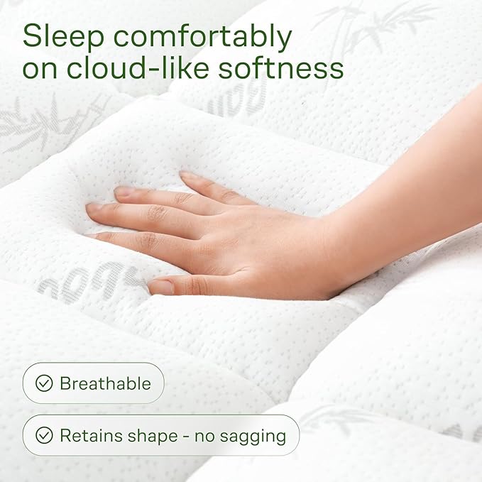 Niagara Sleep Solution Ultra Soft Queen Size Mattress Topper - Viscose Made from Bamboo Pillow Top Mattress Pad for Back Pain Relief - Naturally Cooling for Hot Sleepers, White
