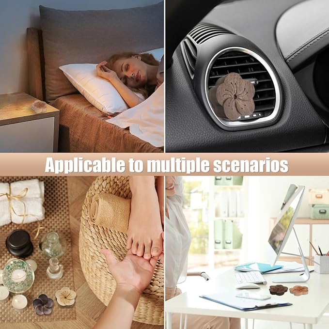 Wood Flower Essential Oil Diffuser, Car Air Vent Clip Aromatherapy Diffuser, Car Diffusers for Essential Oils, Car Diffuser Clip for Car Office Bedroom (Dark-1 Pack)