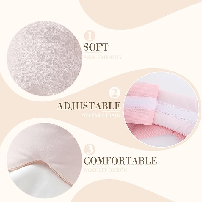 Silk Sleep Mask for Side Sleepers - Mulberry Silk Ultra Soft Light Blocking Eye Covers for Sleeping, Comfortable Eye Cover for Night Sleep Travel Airplane Home Sleepover Gift (Pink)