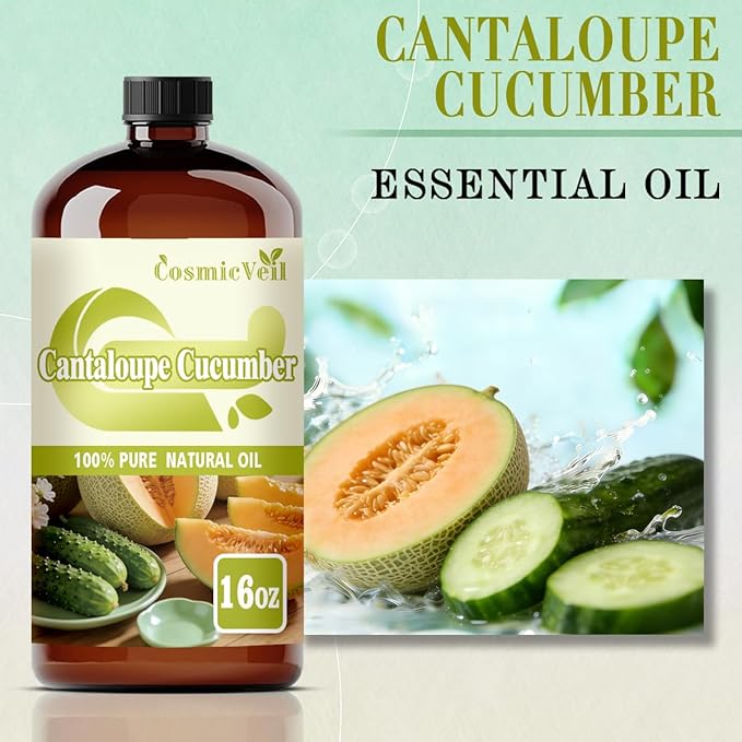 Cantaloupe Cucumber Essential Oil for Aroma Diffuser,Humidifier,Home Fragrance,Cleaning,Body Care,Massage,Yoga,DIY Candle,DIY Soap CosmicVeil（Cantaloupe Cucumber，16 Fl Oz (Pack of 1)）