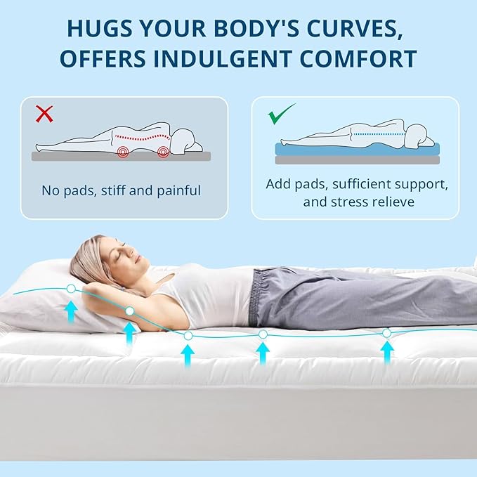 YUGYVOB Mattress Pad Extra Thick, Cooling, and Breathable Full Size Mattress Topper 8-21" Deep Pocket Soft Down Alternative Fill