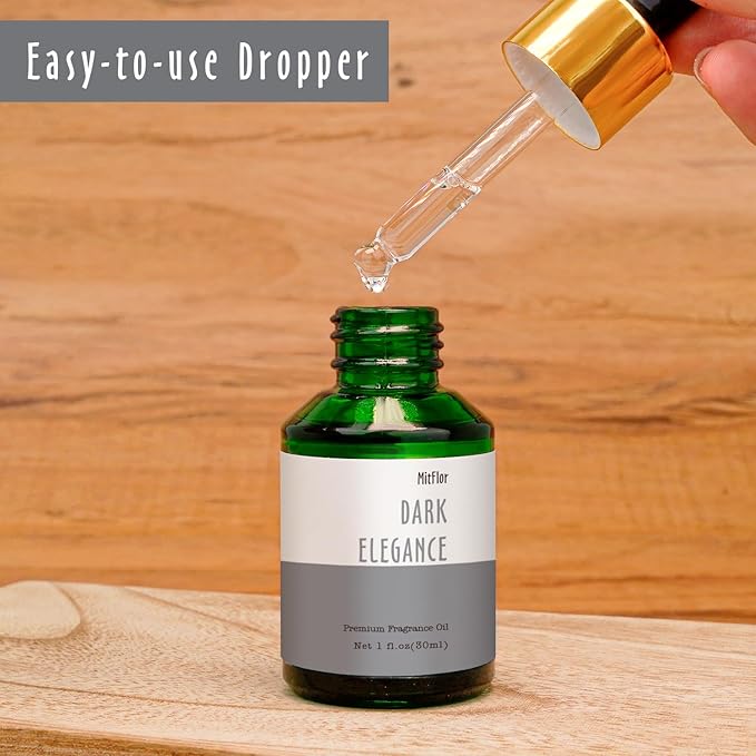 Dark Elegance Fragrance Oil, MitFlor 30ml Scented Essential Oil for Diffuser, Premium Fragrance Oil for Candle Soap Making, Men's Cologne Oil, Ideal for Making Perfume, Beard Oil and More
