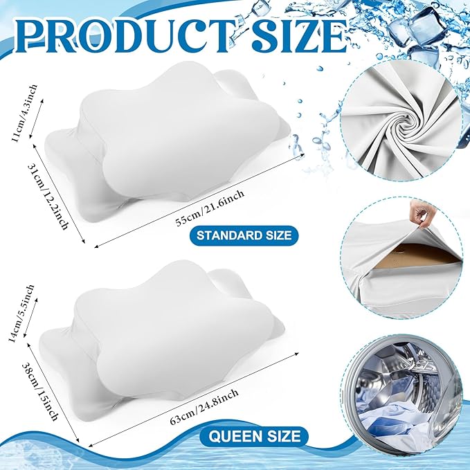 Hahafelt Cooling Cervical Pillowcase Cover with Envelope Closure (Only Pillow Case) Ergonomic Neck Pillowcase Smooth Soft Cool Pillow Cover for Side Back Stomach Sleepers(White,Standard Size)