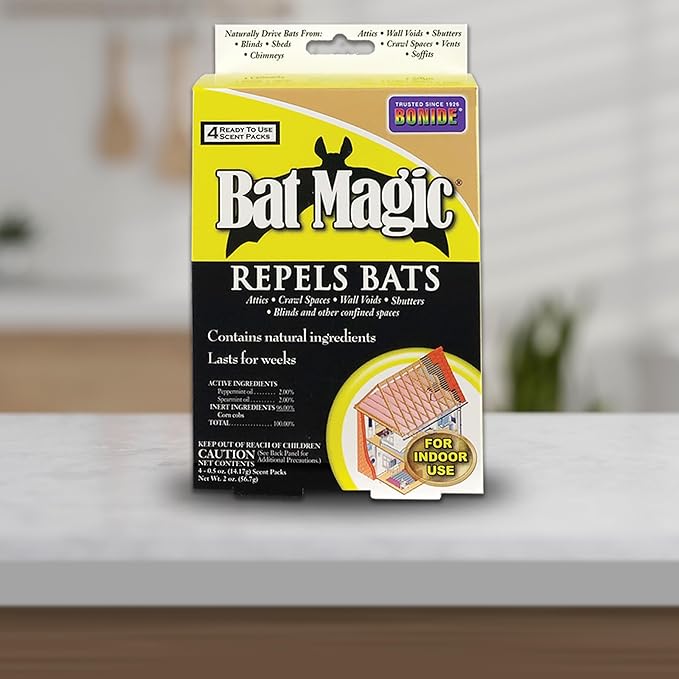 Bonide Bat Magic Bat Repellent, Pack of 48 Ready-to-Use Peppermint Oil Scent Packs for Long Lasting Indoor Bat Control