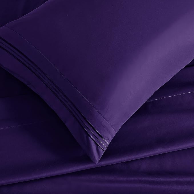 Manyshofu Extra Deep Pocket Full Size Sheets Set - Hotel Luxury 1800 Thread Count Sheets & Pillowcases - Kids Bedding Set up to 24" Mattress - Purple Bed Sheets 18-24 Inch Deep Pockets - 4 Piece