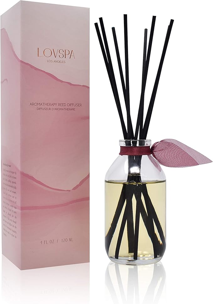 Reed Diffuser Set, Mahogany Teakwood Scented Oil Diffuser with Sticks, Home Fragrance Accessories for Bathroom Shelf Decor, Aroma Diffusers for Home or Office Fall Decor, USA Made
