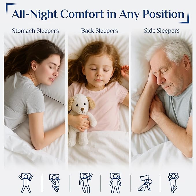 JOLLYVOGUE Pillows Queen Size for Sleeping, Soft and Supportive Bed Pillow with Down Alternative Filling for Side and Back Sleepers, Hotel Collection