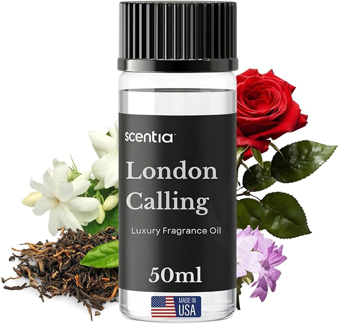 Scentia London Calling Fresh Citrus Fragrance Oil for Diffusers – White Tea & Lime Home Scent with Peony, Jasmine & Cedarwood – Aromatherapy Oil for Cold Air, HVAC & – 50 ml (1.69 fl oz)