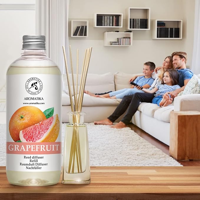 Reed Diffuser Oil Refill Grapefruit 17.0 Fl Oz (500ml) - Intensive & Long Fragrance for Room - Lasting Natural Room Scent - Refill for Office - Boutique - Restaurant - Aromatherapy