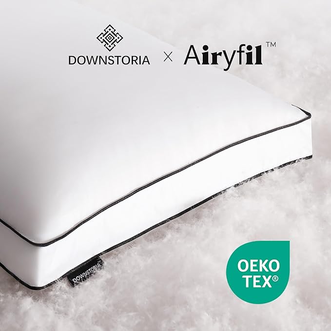 DOWNSTORIA Feather Down Pillows King Size Set of 2 with Gusset, Luxury Hotel Collection Bed Pillow 2 Pack, Down Surrounded Pillows for Sleeping, Firm for Side, Back Sleepers 20x36 in.