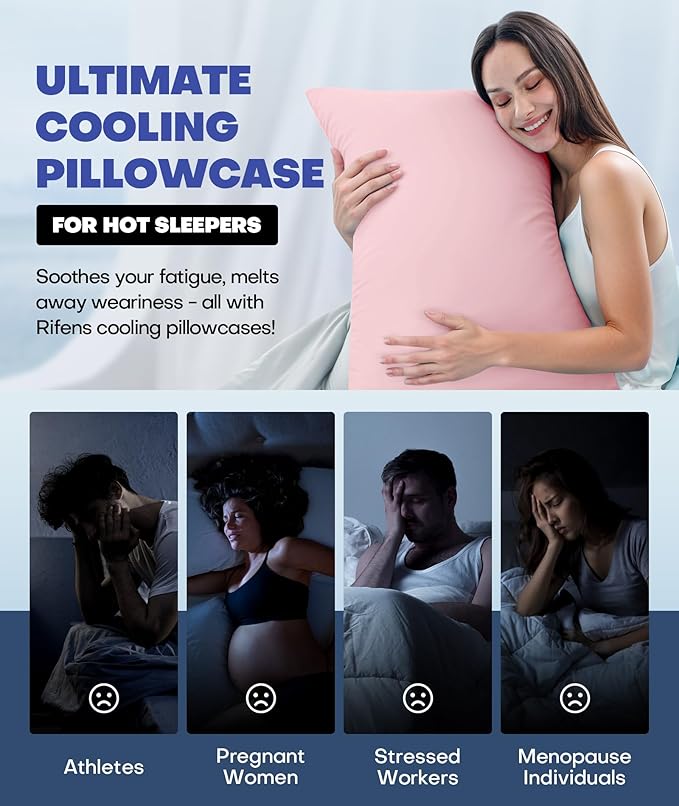 Ice Cooling Pillowcase for Hot Sleepers, Instantly Cool, Stays Cold All Night, Softer Than Silk Pillow Cases, Pillow Covers with Invisible Zipper, Gift for Men & Women - Standard, Coral Pink (1 Pack)