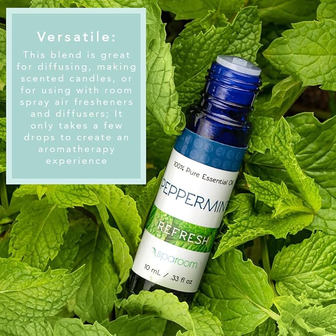 SpaRoom Aromatherapy 100% Pure Essential Oil Blends for Diffusers and Air Freshners, Refresh Peppermint, 10 mL