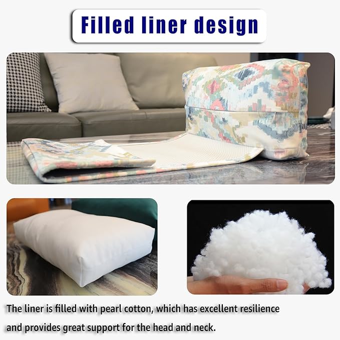 Non-Slip Head Pillow for Recliners - Neck Support Cushion with Velvet Cover for Pain Relief at Home, Office and Travel (Boho)