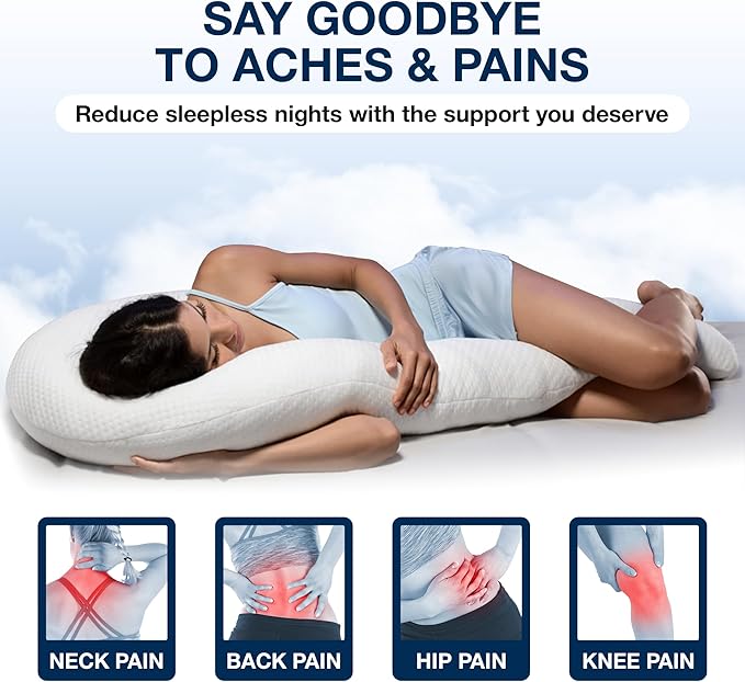 Contour Swan Original Body Pillow | Cozy, Huggable Pillow for Back, Hip, Knee, and Leg Relief | Total Comfort and Support for Side Sleepers | As Seen on TV
