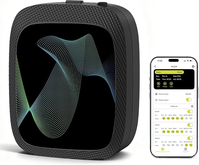 Waterless Essential Oil Diffuser Scent Air Machine for Home Large Room and Commercial Use, Up to 2000 sq ft, App & Panel Control, Dual Power Type-C/D Batteries (Black)