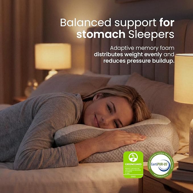 IWS I WANNA SLEEP Cervical Original Neck Plus Charcoal Premium Ergonomic Memory Foam Activated Charcoal Hypoallergenic Pillow for Neck and Back Pain Relief – Orthopedic Pillow