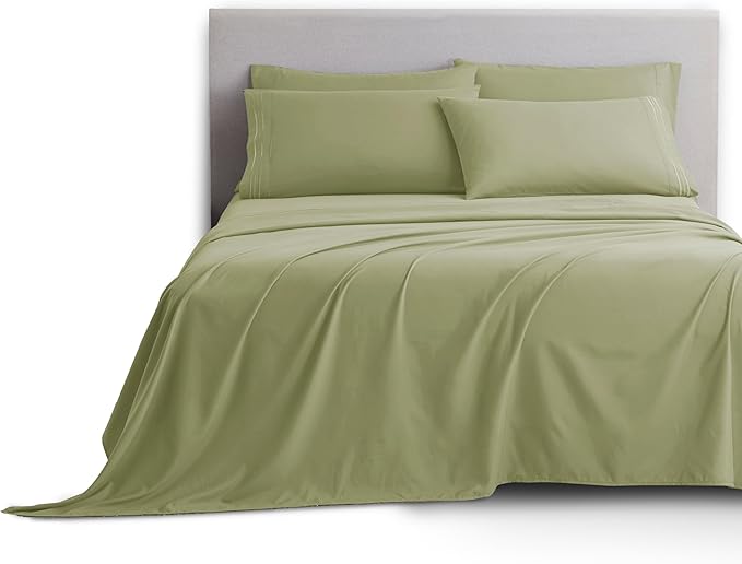 Clara Clark Full Sheets, 6 Piece Set - Hotel Luxury Bed Sheets, Super Soft Bedding Set, Full Size, Sage Green