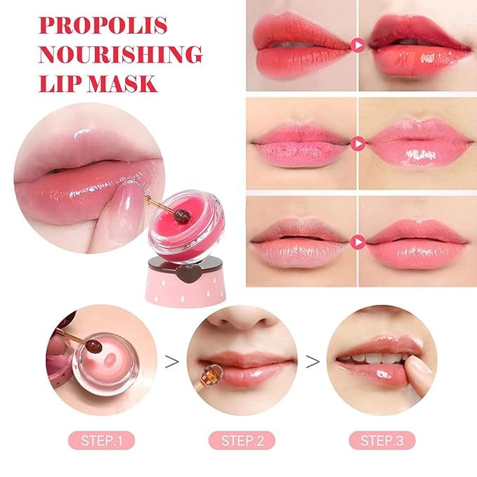 8 PCS Bee Lip Balm Honey Pot,Mothers Day Gifts,Teacher Appreciation Gifts,Birthday Gifts for Women Girls, Honey Lip Balm Lip Mask,Propolis Moisturizing Lip Sleeping Mask
