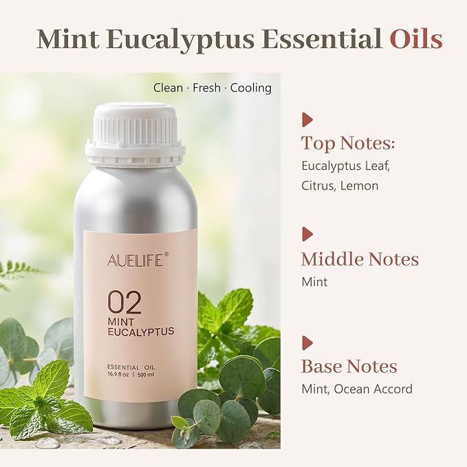 Mint Eucalyptus Essential Oil, 500ml (16.9 fl oz) – Aluminum Bottle