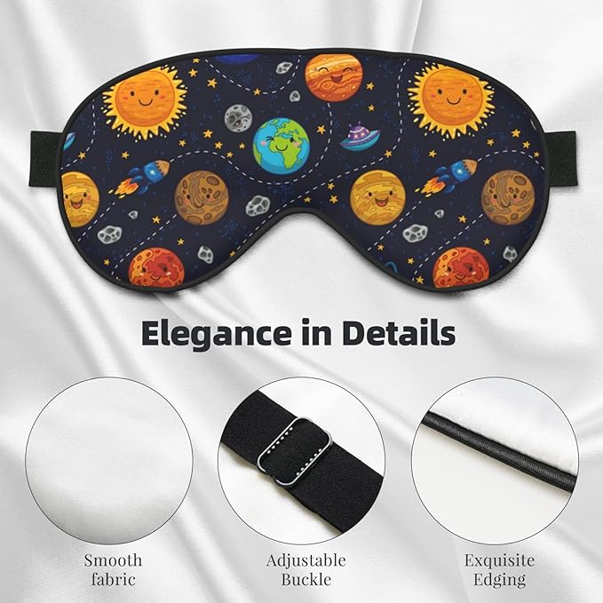 Outer Space Planets and Star Sleeping Eye Mask Stars and Comets Eye Mask for Sleeping Soft Comfort Eye Shade Blackout Eye Cover for Deep Rest Travel Nap Meditation