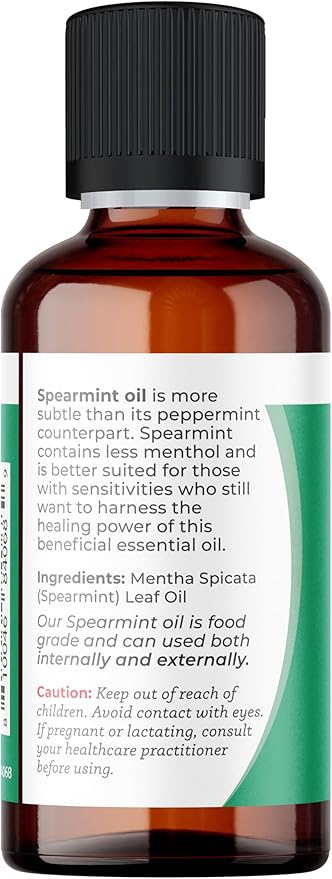 Viva Doria Spearmint Essential Oil, 100% Pure, Natural Essential Oil, Mentha Spicata Variety, Undiluted, for Aromatherapy | Food Grade, 30 mL (1 Fluid Ounce)